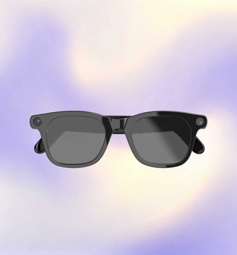 Black AI camera smart glasses with two front cameras