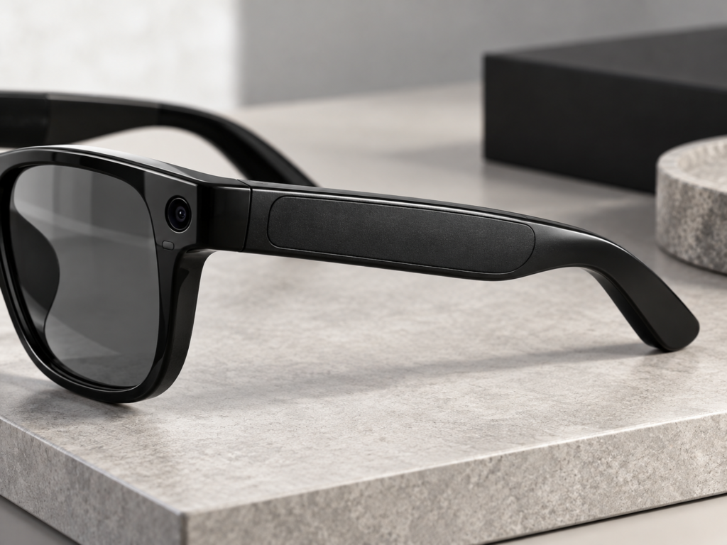 Custom logo on the temple of V03 smart glasses