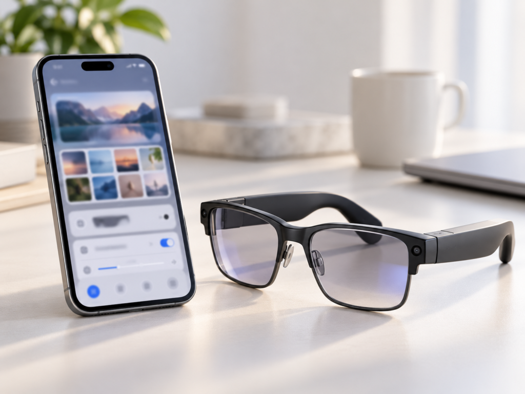 Branded companion app shown with V03 smart glasses