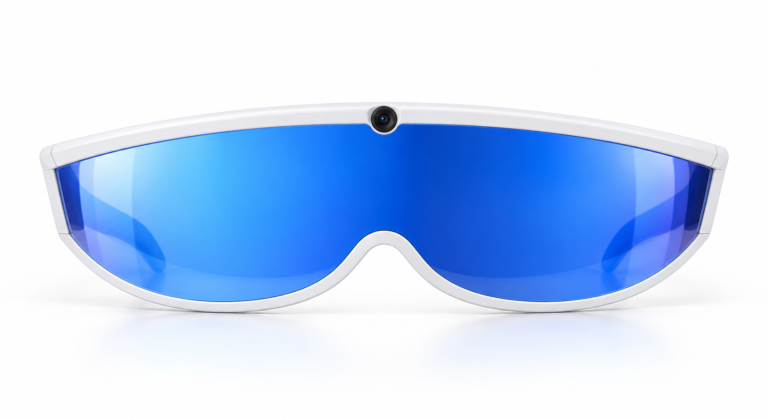 V06 white frame with blue mirror lens