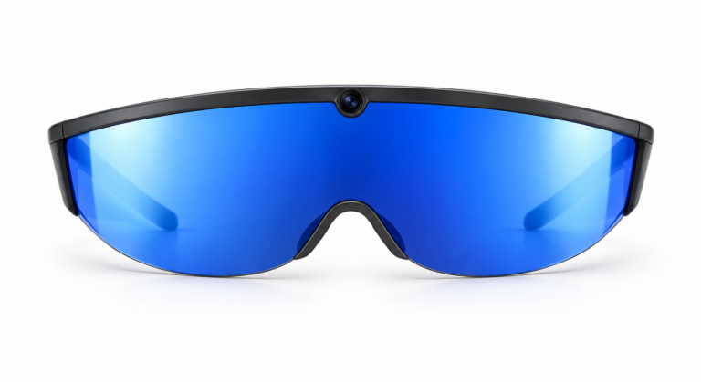 V06 black frame with blue mirror lens