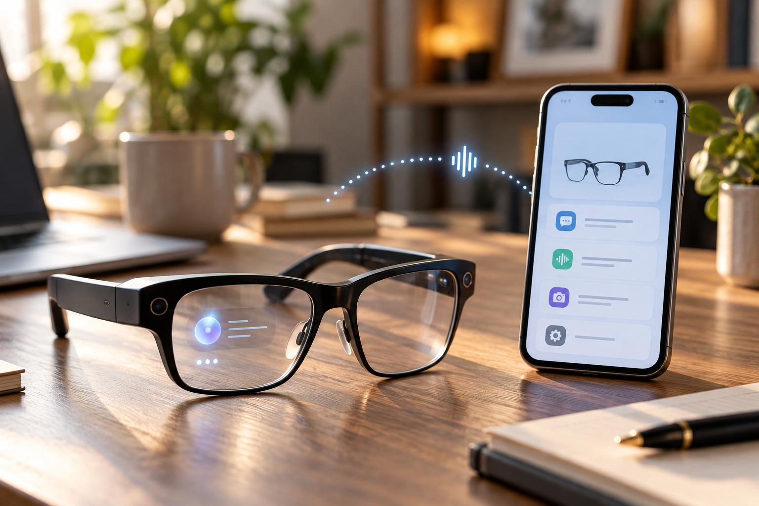 Diagram of three ways to connect ChatGPT to smart glasses: phone audio link, companion app assistant and on-glasses assistant